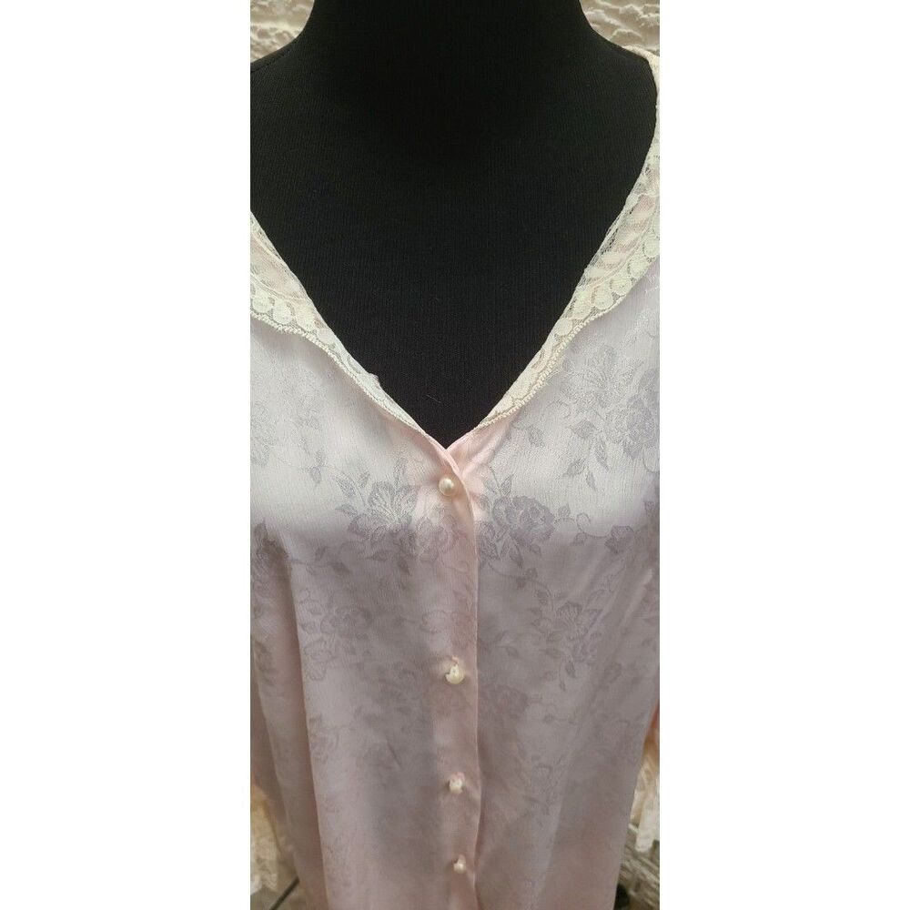 Moon Beams Women’s 1XL peachy  Nylon with Embroidered Lace Nightgown Plus euc